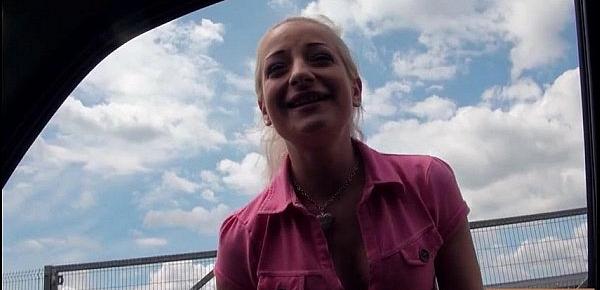  Blonde teen Brooke Lee hitchhikes and banged hard in public